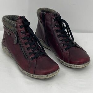 Remonte Burgundy Leather SNEAKERS/BOOTIES WOMENS SIZE 37